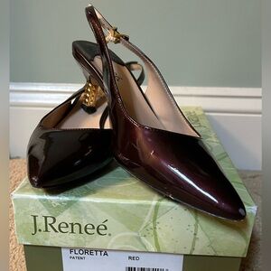 J.Renee Women's Burgundy Patent Slingback Heels